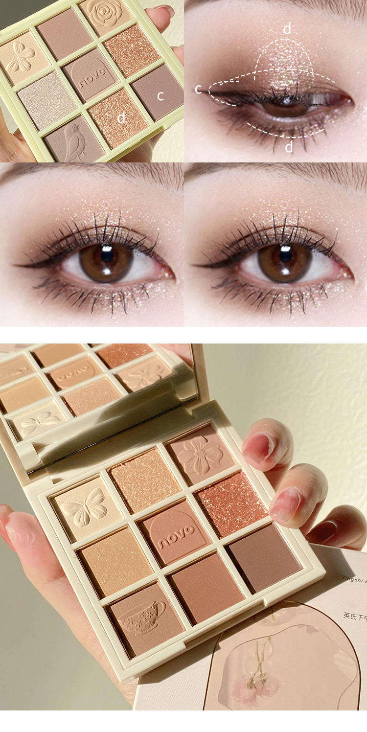 抖音novo英式九色眼影盘超火ins平价学生大地持久不脱妆小众品牌01