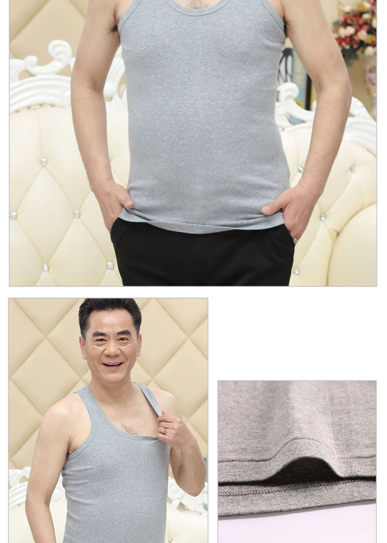 恒源祥中老年背心男纯棉运动爸爸大码老人男士白色打底