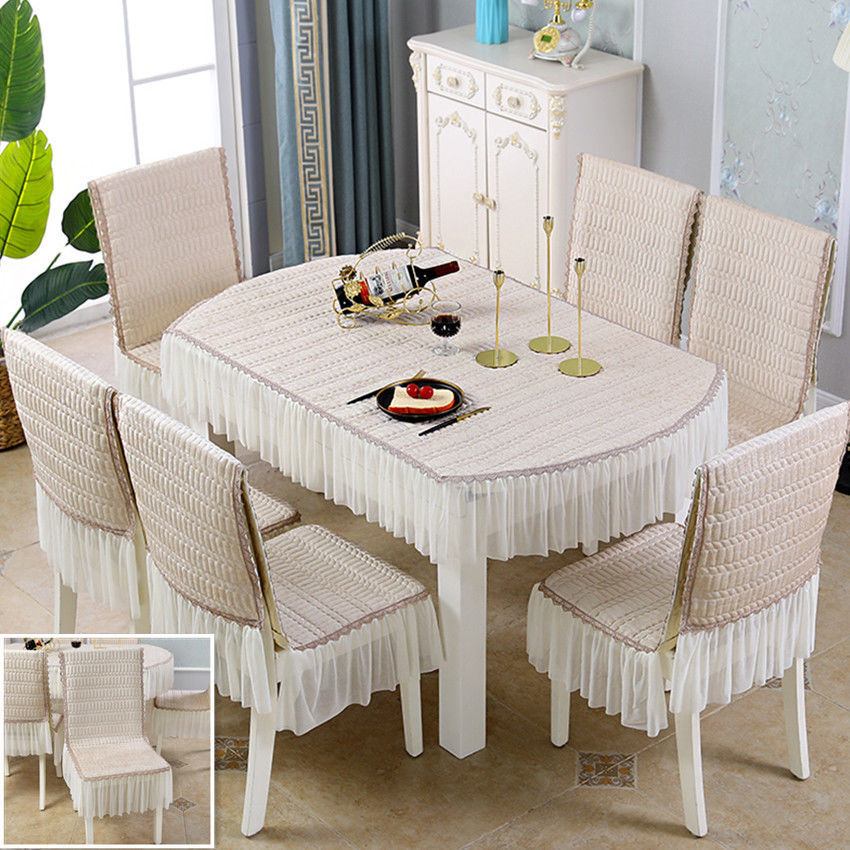 北欧椭圆形餐桌椅子套罩一体坐垫家用四季通用连体餐桌布椅套套装连体