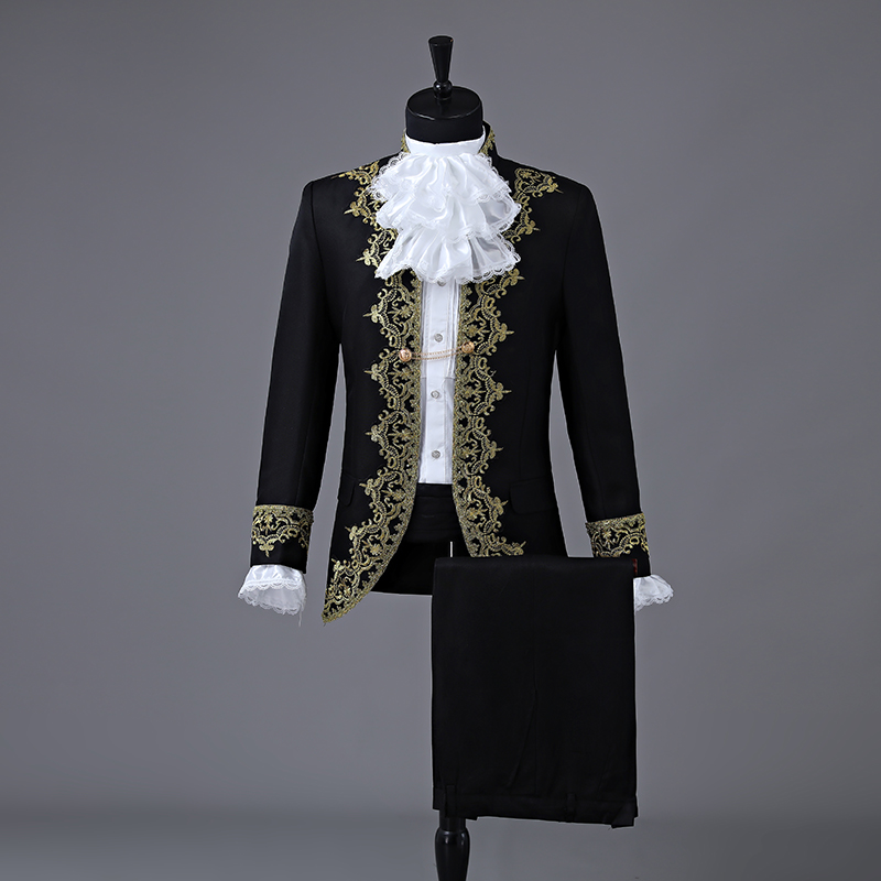 欧式宫廷演出服中世纪男士礼服欧洲戏剧话剧王子舞台复古表演服装红色