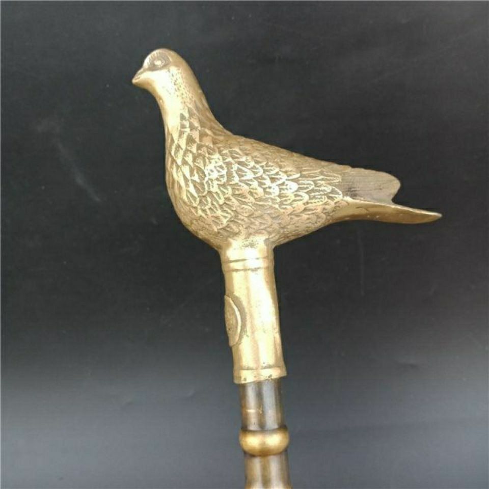 天纵特工狼古玩铜器纯铜龙头拐杖铜拐杖拐棍手杖老人拐杖老人收藏工艺