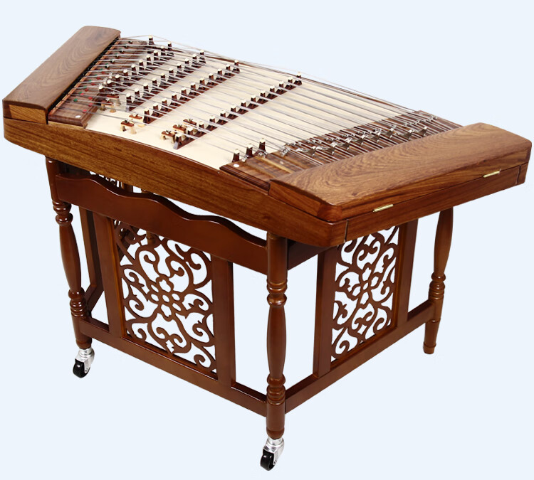 402扬琴乐器 红木老花梨木演奏素面扬琴便携式小扬琴贝雕扬琴厂销 老