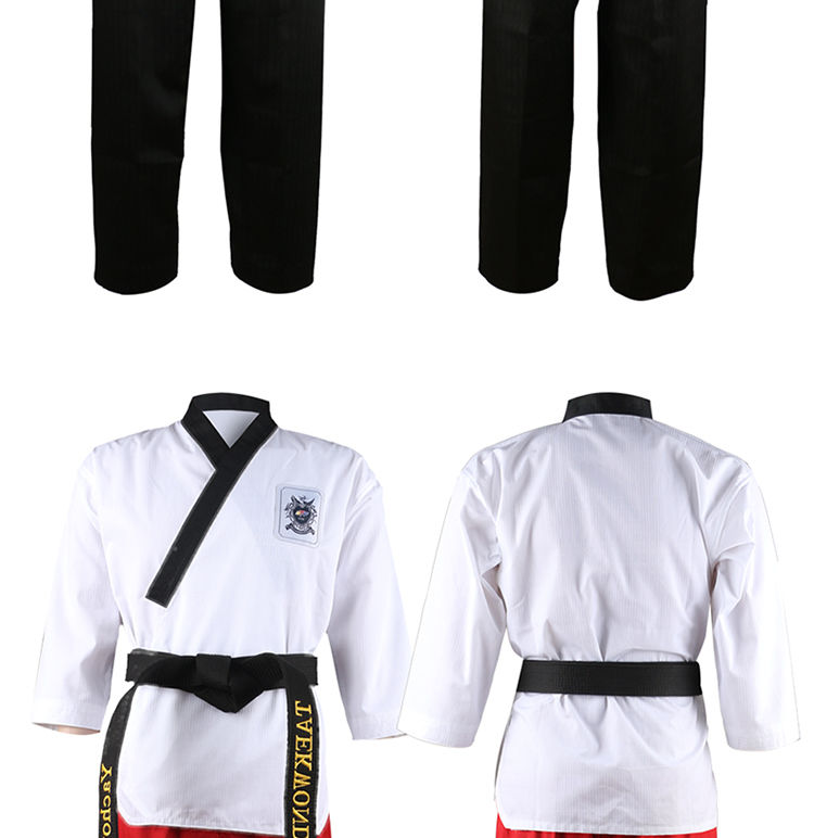 跆拳道服 成人儿童男女款品势服训练服装抬拳衣服教练服表演服黑带