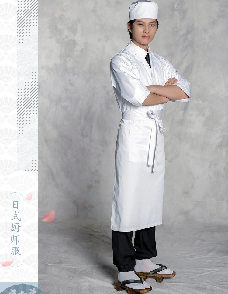 日料日式厨师服服装寿司店料理服务员工作服男日本白色西装款厨师装薄