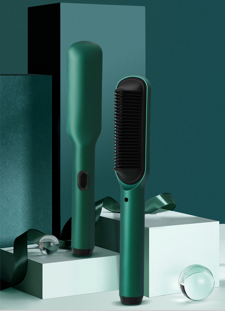 杉贝 直发梳神器一梳直发迷小型电梳子不伤发懒人卷发棒内扣拉直发 玫