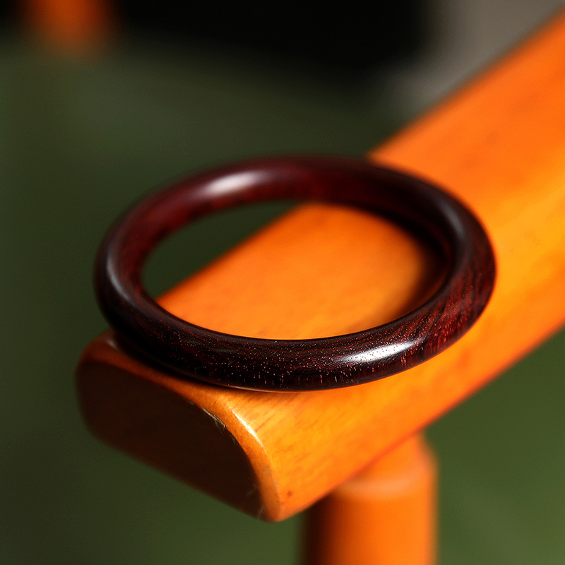 博皓定制小叶紫檀木头木质手镯红木镯子女复古民族风生日礼物本命年送