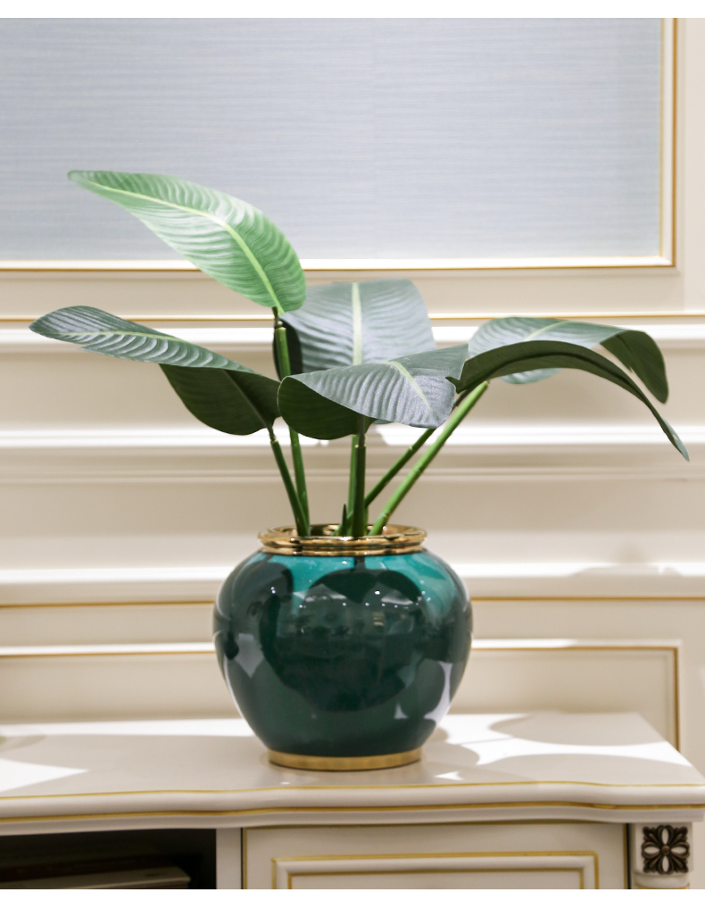 鹿凌青轻奢品牌轻奢陶瓷花瓶轻奢摆件客厅插花水培仿真花绿植植物电视
