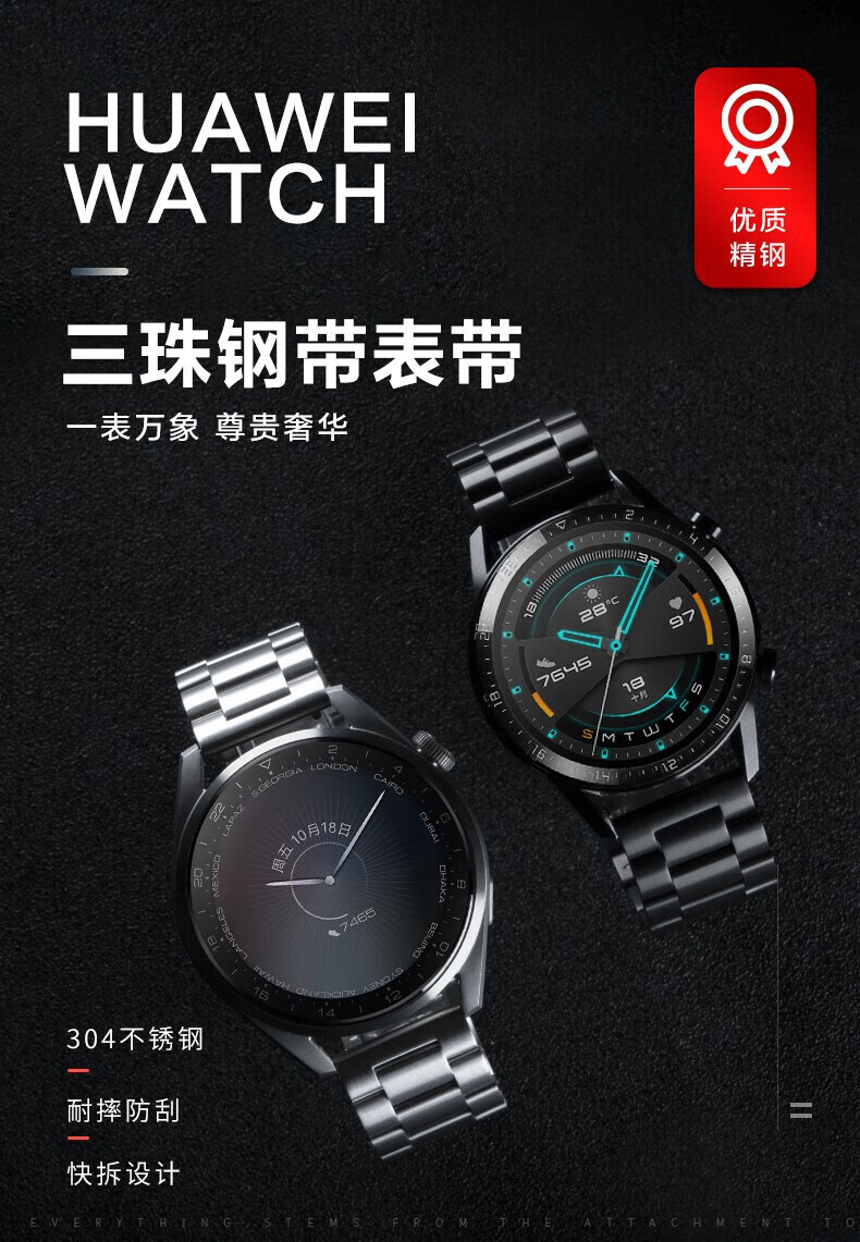 2，優倫詩【廠家直發】適用VIVO Watch2/3表帶 vivo watch1代不鏽鋼gt金屬 玫金 vivo watch gt（晴雲白）-22mm