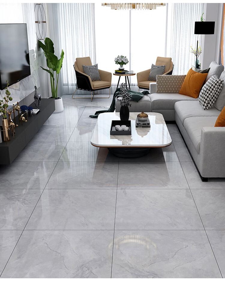 摹然尔 客厅瓷砖地砖800x800防滑灰色通体大理石地板砖80x80磁砖室内