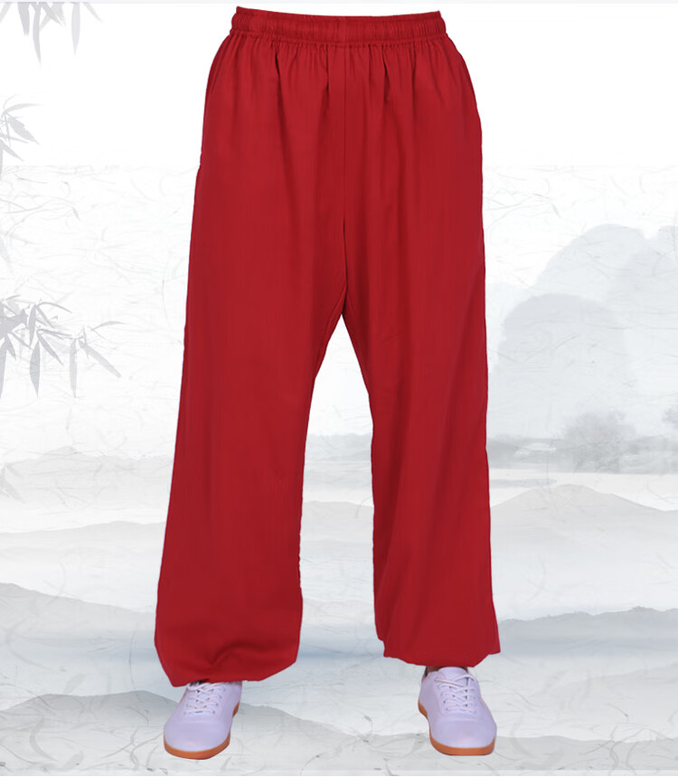 武极堂陈家沟春夏秋冬季新款刺绣太极裤女男武术裤宽松灯笼裤棉麻练功