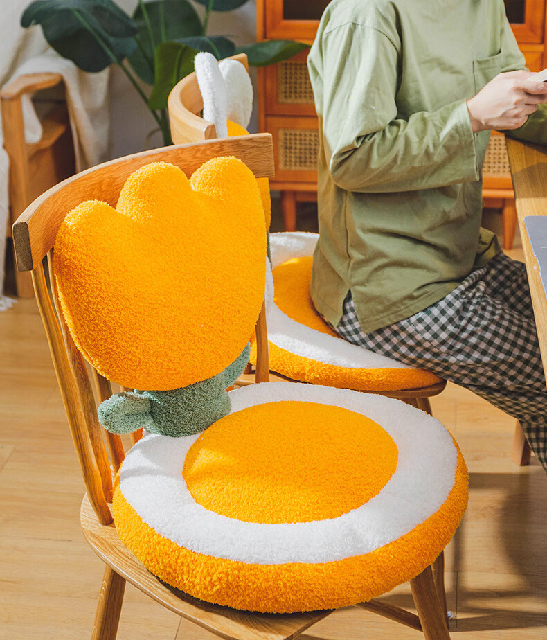 靠一体卡通椅子垫座椅屁垫天媺 【太阳花】白色红芯 坐垫40x40cm*花朵