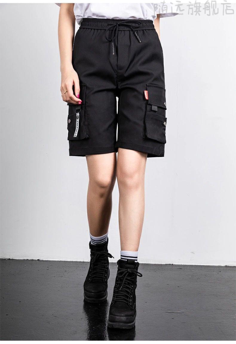 随远@短裤女过膝夏季薄款学生韩版宽松运动百搭显瘦休闲工装五分裤女