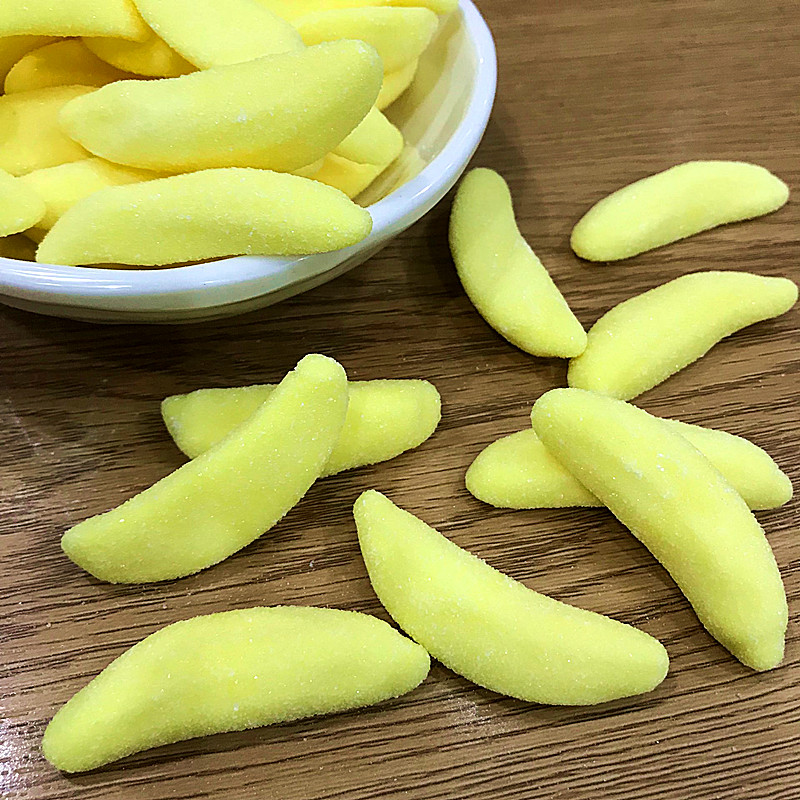口力香蕉形橡皮糖3斤软糖qq糖沙黄香蕉橡皮糖零食糖果年货散装1斤