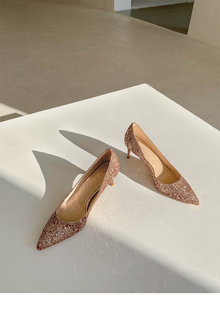 香港轻奢风ffyiman 细高跟鞋女2022年新款浅口尖头婚鞋单鞋女 浅葱蓝