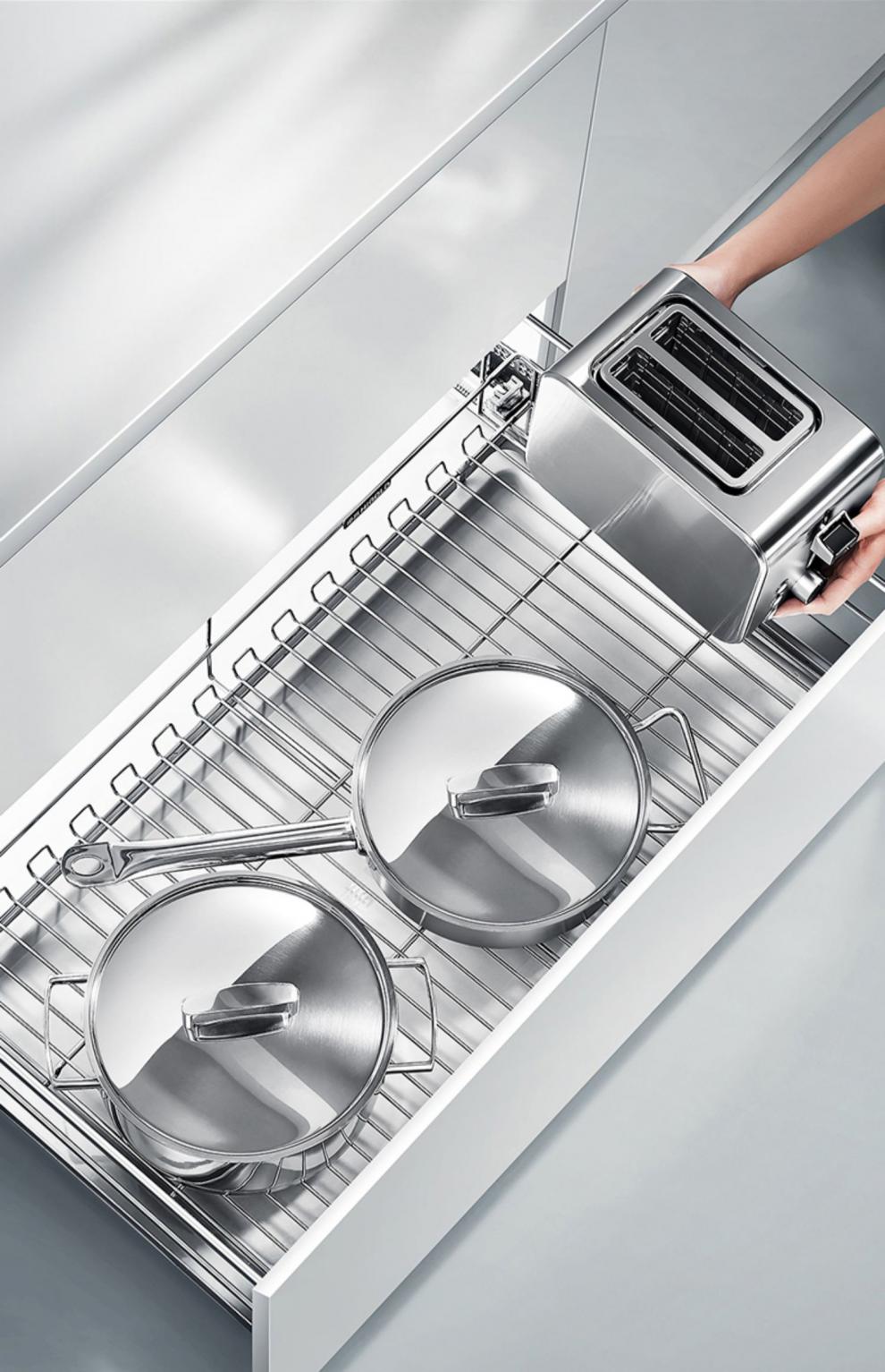 悍高拉篮调味篮厨房橱柜拉篮纳米抽屉式单层碗篮抽中抽设计调味篮收纳