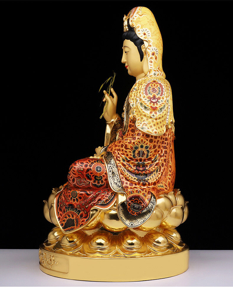 美其美纳全铜观音菩萨佛像供奉家用坐莲南海观世音神像纯铜客厅堂摆件