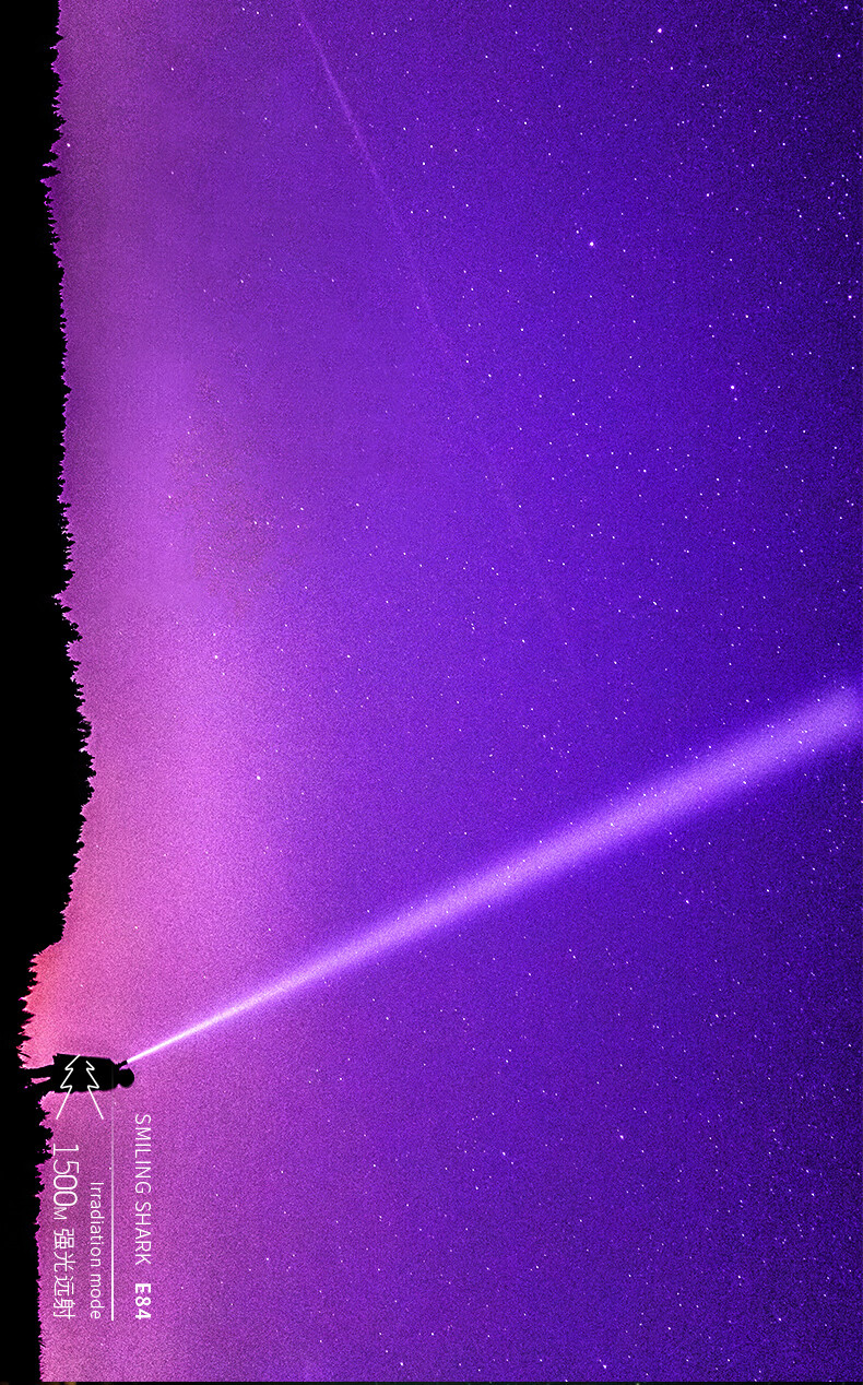 微笑鲨(smilingshark)小型强光手电筒可充电超长续航户外防水变焦远射