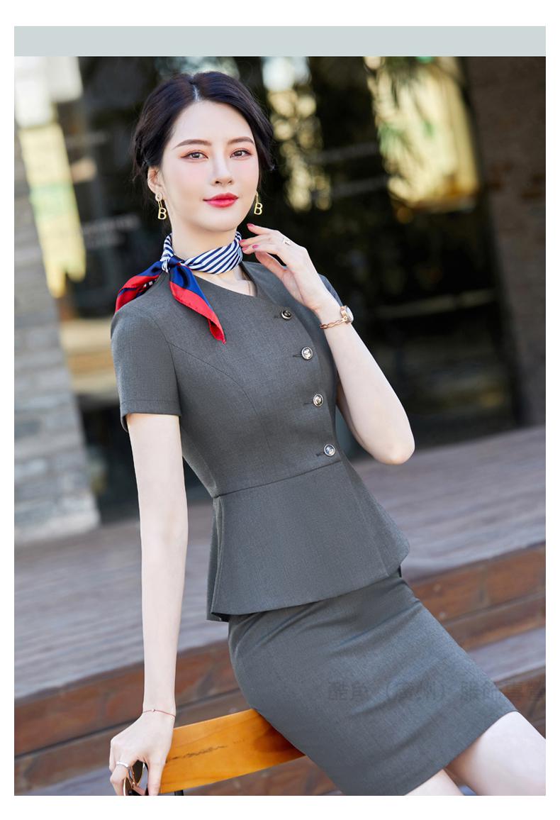 南航空姐制服酒店前台接待迎宾职业套装女珠宝店美容师短袖套裙乘务员