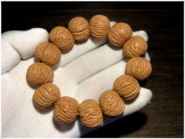 野生桃核手串精品竖纹脑纹蚂蚁纹矮桩磨盘桃胡手链 稀少竖纹货头18mm