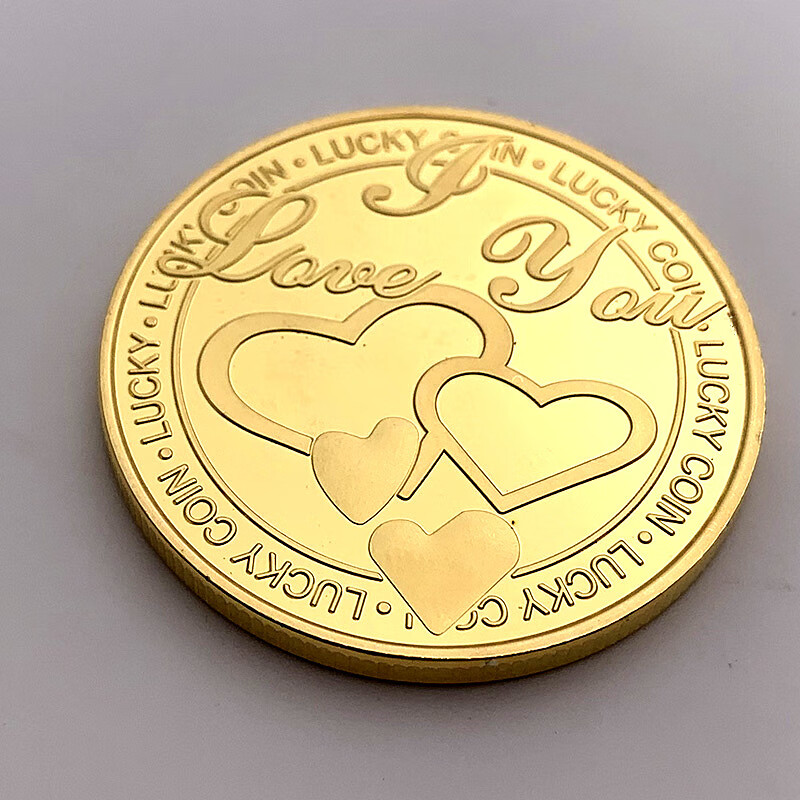 喜嘉华 四叶草幸运纪念币心心相印纪念章爱情创意生日礼物把玩硬币 心