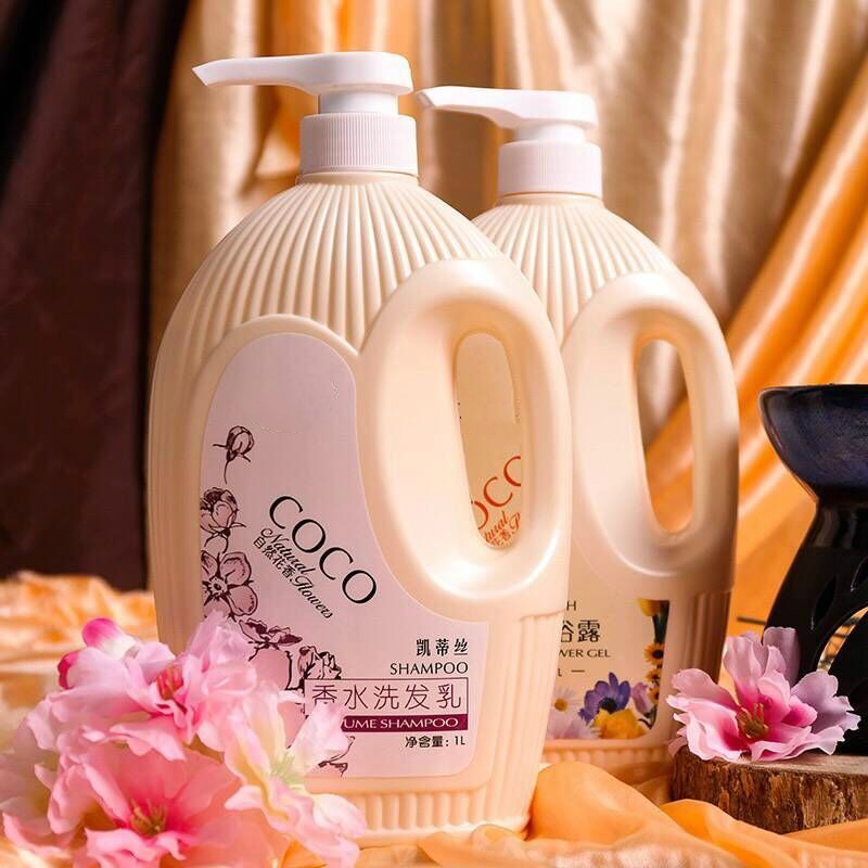 1l花香水装洗发水家庭套装男女留香 1l洗发水*2瓶