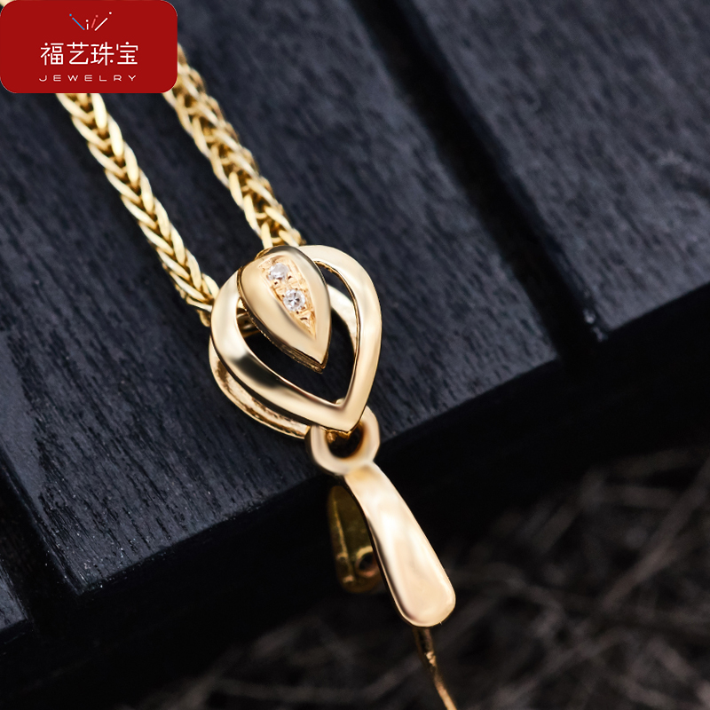 琴韵诗 18k金吊坠扣头翡翠二代蜜蜡玉坠扣镂空单排镶钻瓜子扣葫芦佛公