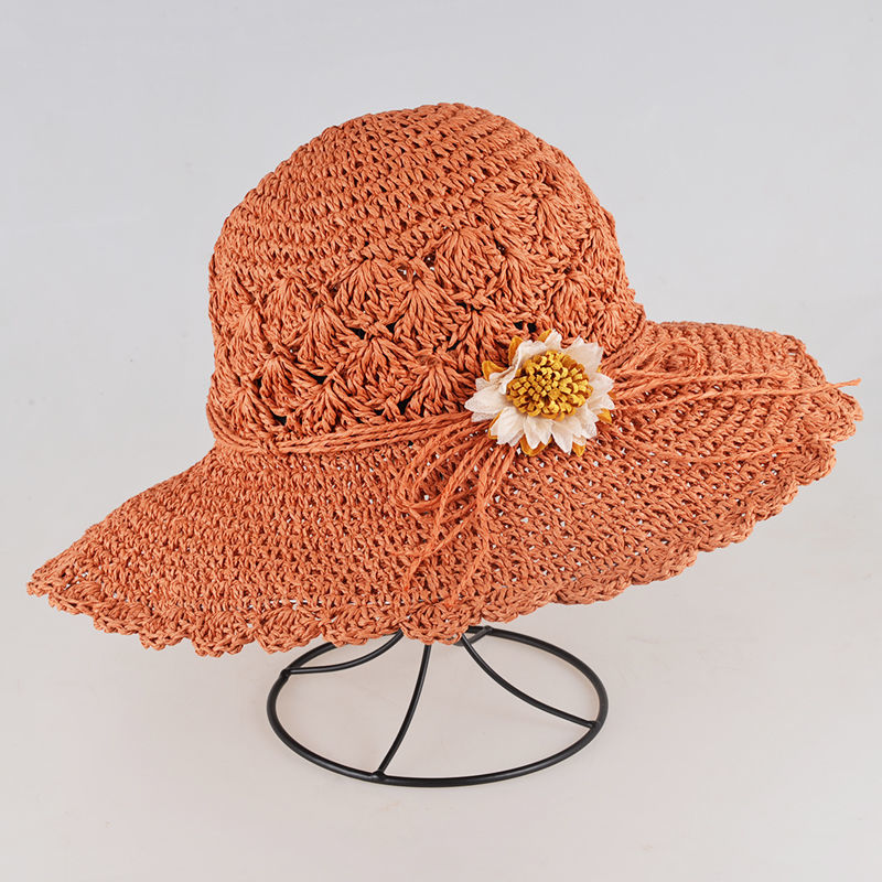 帽女草帽夏季手工编织草帽女夏防紫外可折叠线太阳帽女夏遮阳小清新