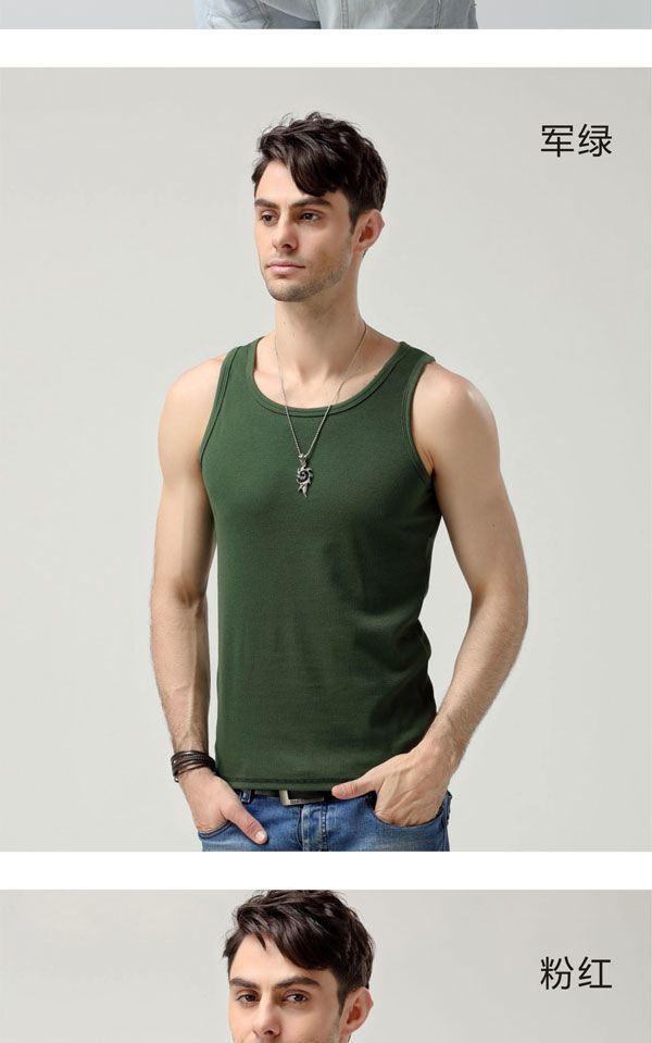 男士工字背心230克粗螺纹男士背心方领工字背运动打底紧身款青年学生