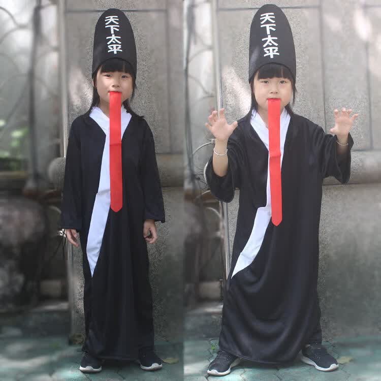 服装儿童服装cos化妆舞会装扮恐怖小僵尸黑白无常吸血鬼衣服 黑无常
