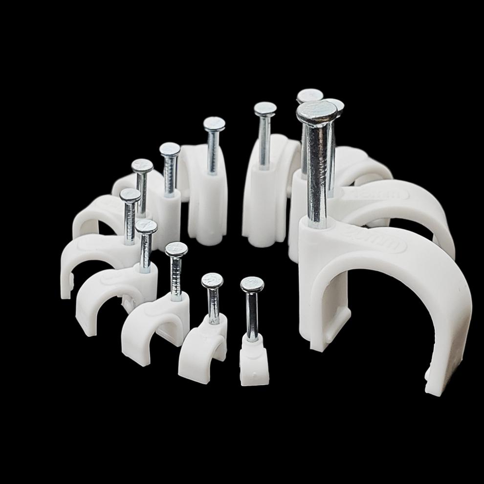 圆形钢钉线卡电线固定方形线卡子网线扣墙线钉电线理线卡扣 100只 圆