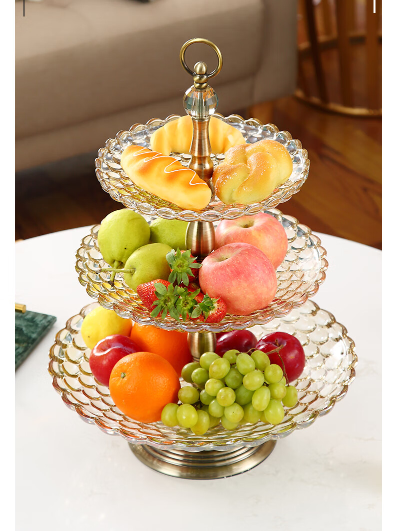 家用美式奢华客厅茶几多功能水果盘中号二层糖果盒糖果罐烟灰缸4件
