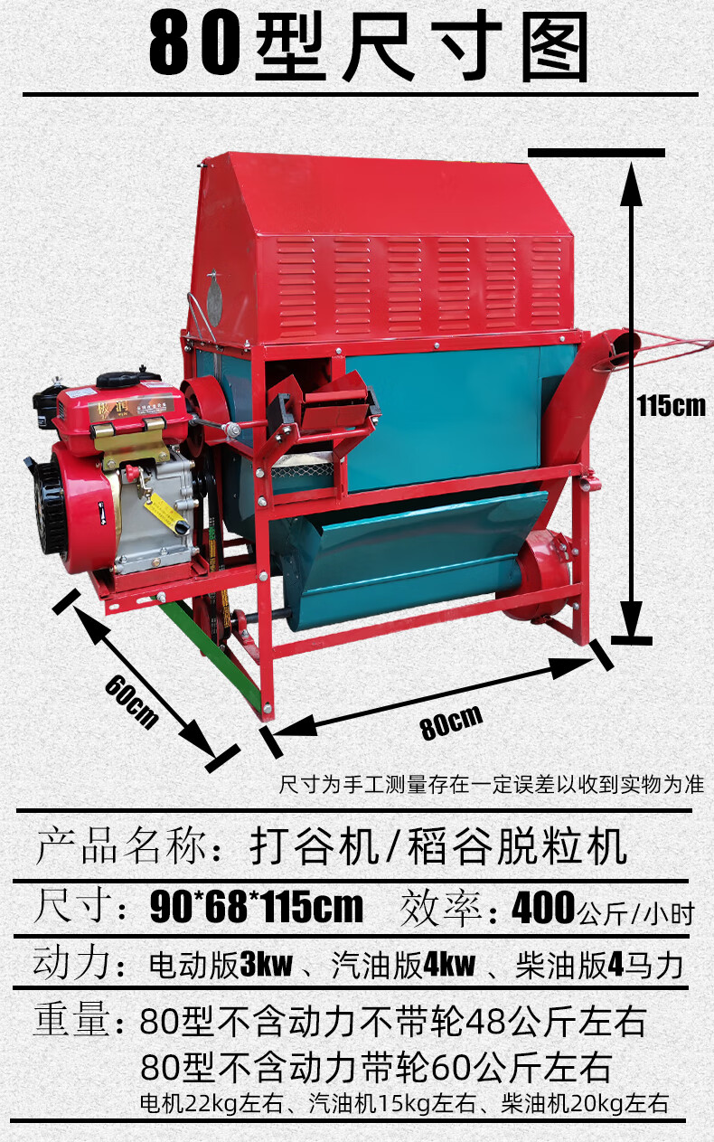 打穀機家用小型電動汽油柴油機稻穀脫粒機打稻禾機微型水稻收割機 80