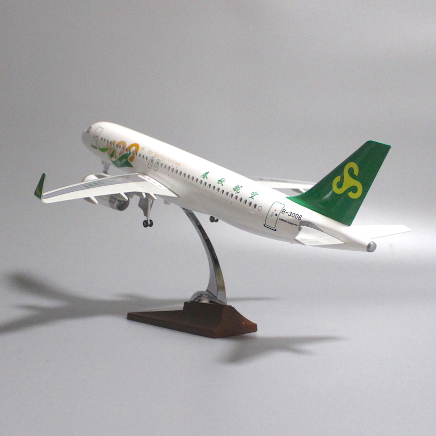 春秋航空飞机模型空客320第100架机彩绘客机航模47cm带轮子带灯春秋