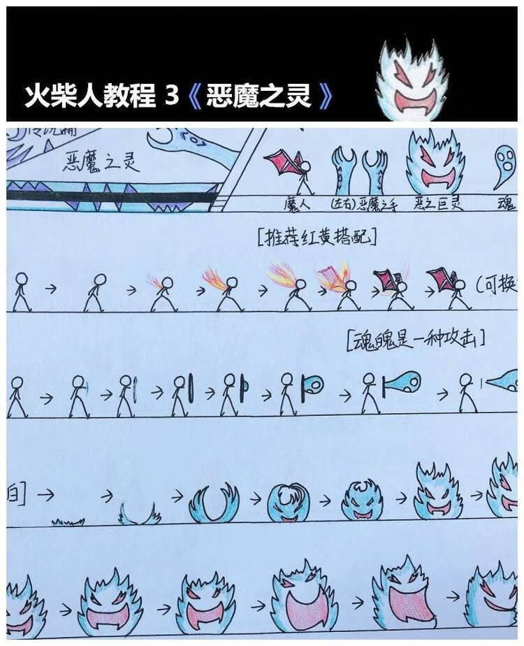 火柴人格斗手翻书翻纸画空白连环画纸手翻画火柴人格斗动画表白翻皮谱