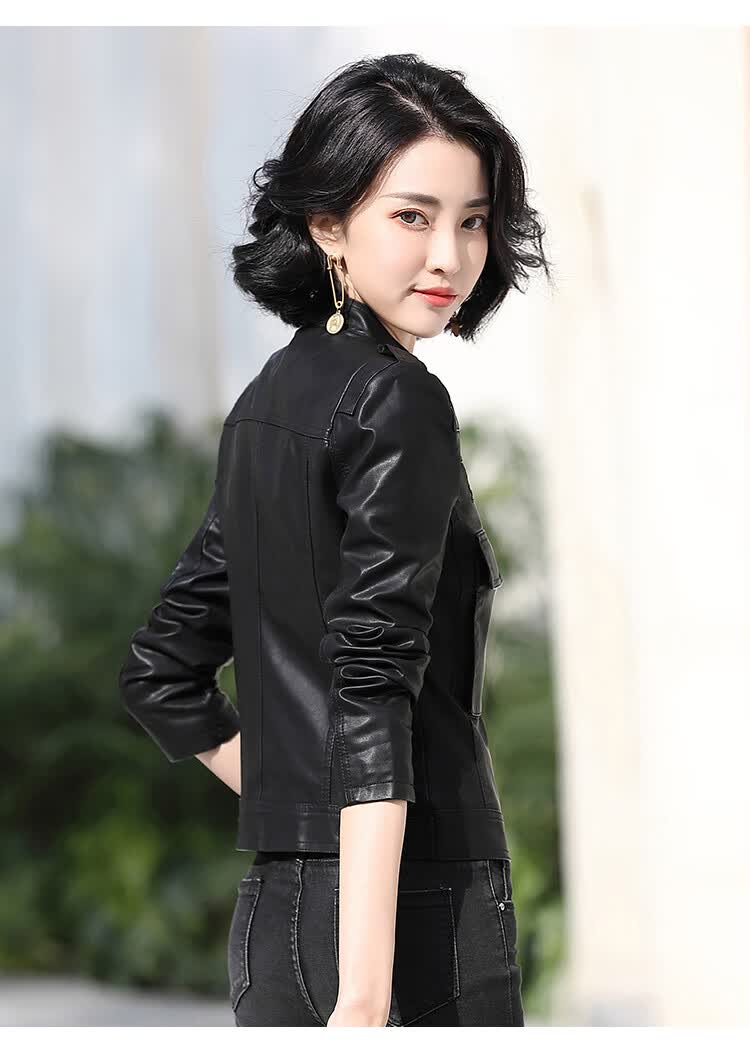 kesimiao轻奢品牌女装 真皮皮衣外套女短款春秋2021年新韩版修身显瘦
