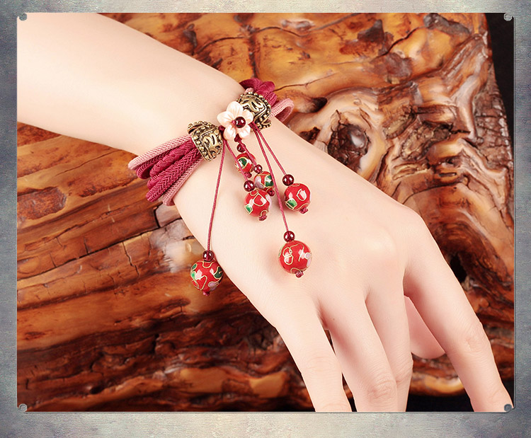 【曲美思】古风手链多层缠绕手绳手工编织流苏网红手串饰品复古民族风