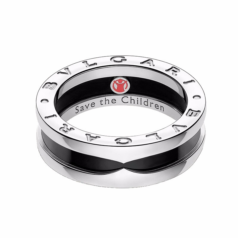 【正品联保】bvlgari宝格丽戒指慈善款单圈戒指镶嵌黑色陶瓷情侣同款