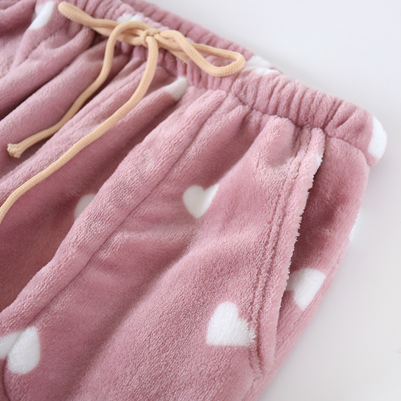 春秋夏季薄款家居裤单件长睡裤弹力针织纯棉宽松大码外穿 粉色小熊