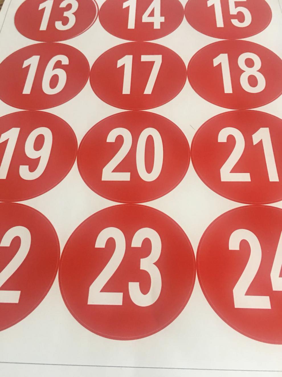 定制1-30厘米圆形波点pvc防水不干胶数字号码贴纸网吧门牌楼层号 其它