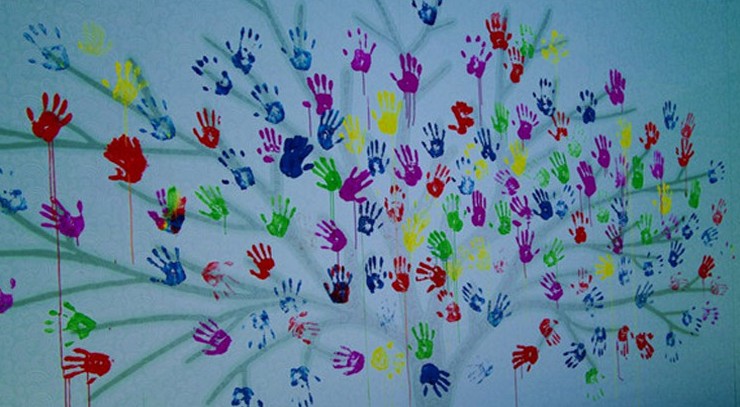 彩色手印盘 大/小号海绵印泥 儿童手掌印泥 儿童手指画 彩虹印泥宝宝