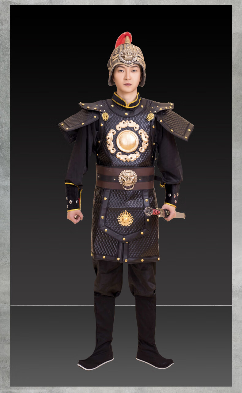 铠甲古代将盔甲可穿赵子龙盔甲古装将演出服真人铠甲服装黑色披风均码