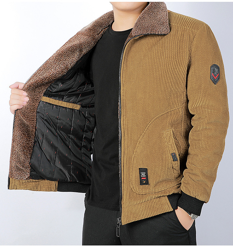boostoriea冬季新品9919灯芯绒棉衣冬季立领休闲外套大码男士短款加绒