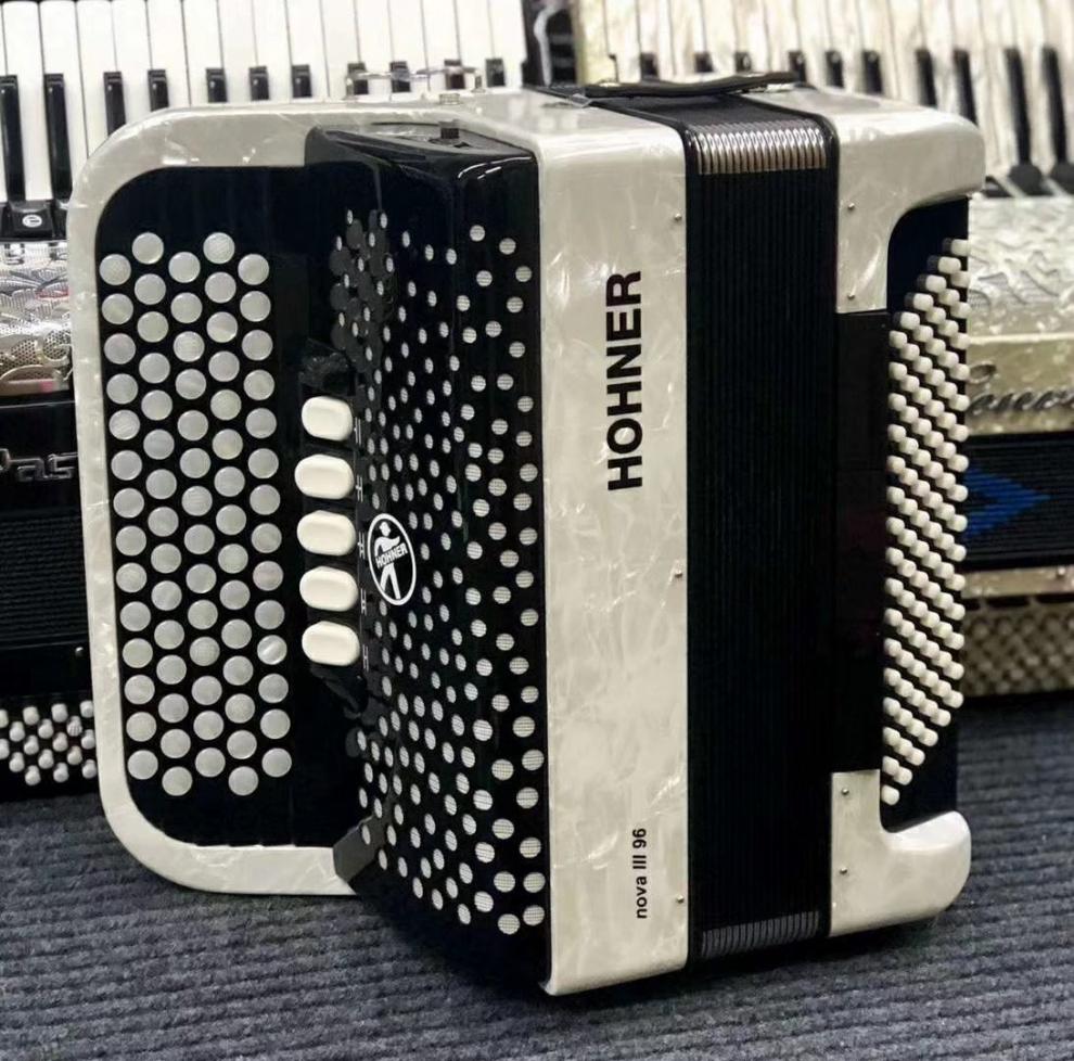 全新 手风琴 乐器96贝司巴扬手风琴演奏流行用琴定制款 蓝色【图片