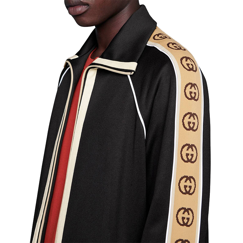 gucci古驰春夏男士新款大号技术平纹针织夹克橙色系xl