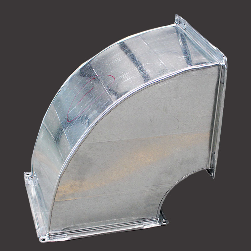 镀锌共板方形90度弯头白铁皮通风管道弯头工业风机出风口转接 内径150