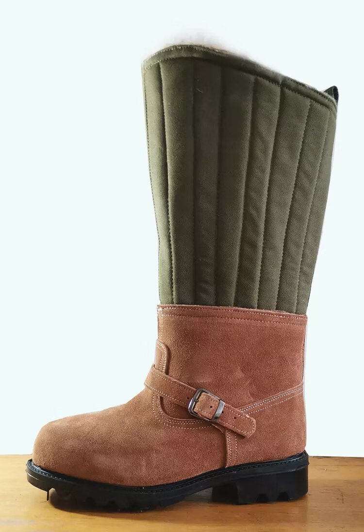 特战靴冬季高筒羊毛靴地勤靴真牛皮东北防寒靴大头鞋保暖棉鞋骑士靴