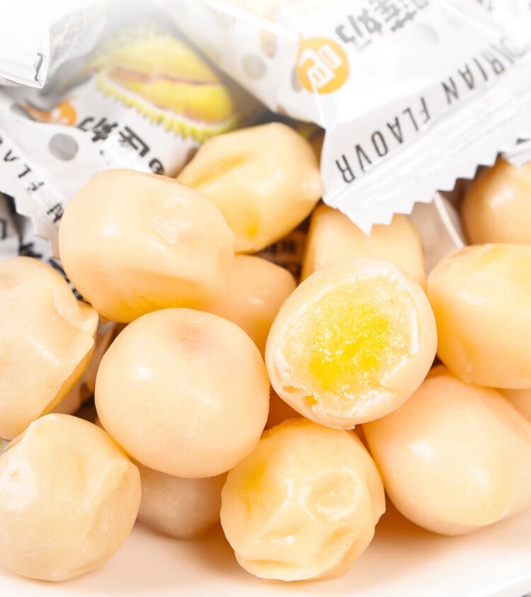 榴莲奶吧网红休闲水果果汁夹心软糖婚庆喜糖 榴莲软糖500g 水果糖约65