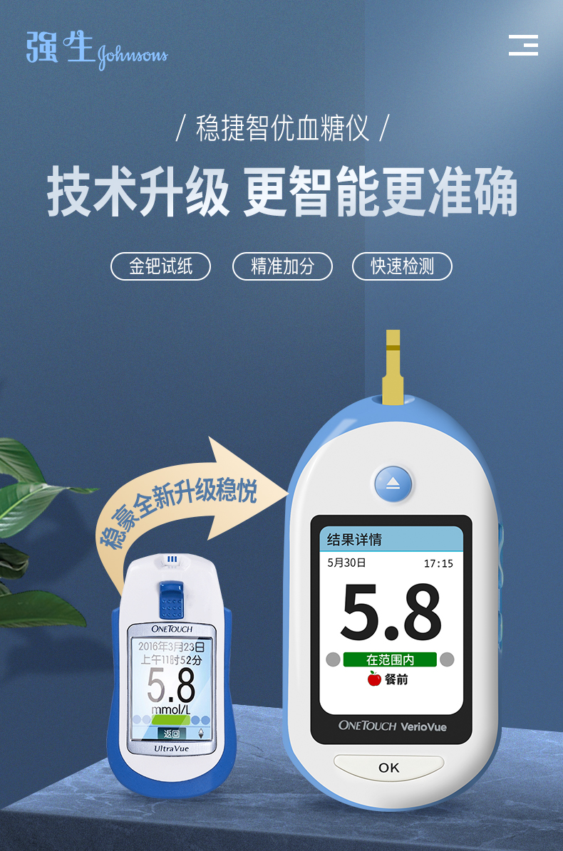 强生 稳悦血糖试纸稳佳智优血糖仪家用测试仪 稳捷测血糖测糖仪 智优