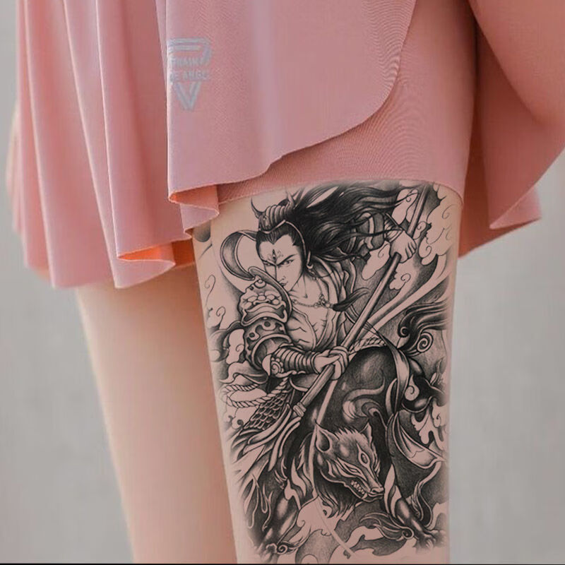 uhfq纹身贴花臂纹身贴防水神仙战神男女杨戬二郎神花臂贴纸天眼哮天犬