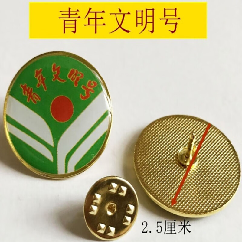 青年文明号徽章胸牌 志愿者胸针别针磁铁标准金属滴塑胸徽 青年文明号